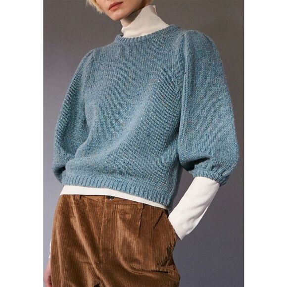 DEMYLEE Bardot Sweater in Sea Mist Blue Size Medium - Picture 2 of 9